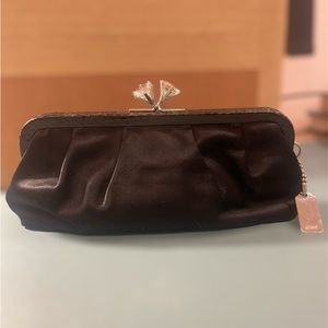 Coach Women's Black Satin w Real Snakeskin Trim Evening Bag Clutch
